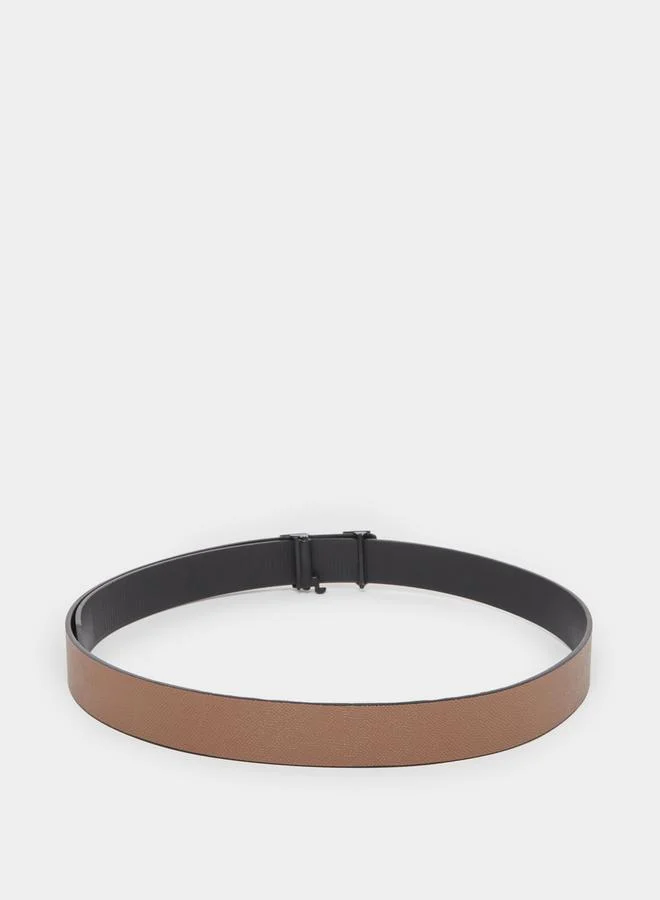 Styli Textured Waist Belt with Metal Buckle