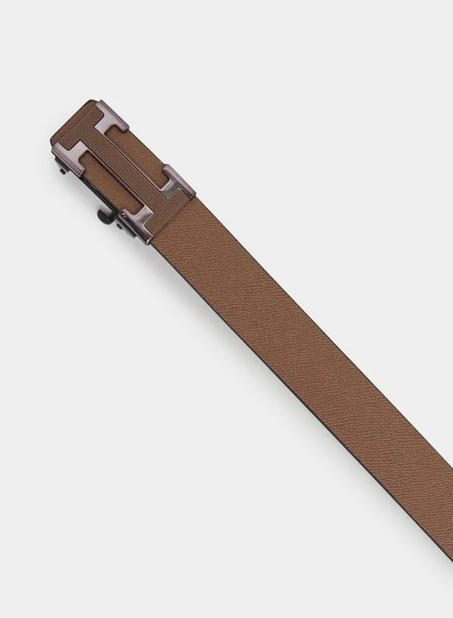 Styli Textured Waist Belt with Metal Buckle