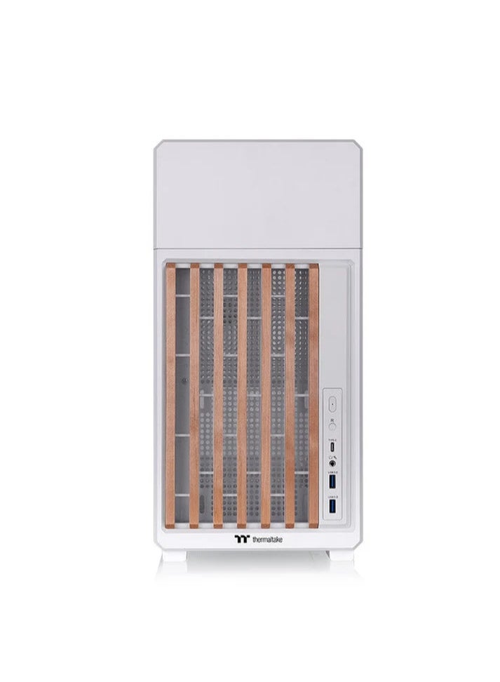 Thermaltake TR300 WS Snow Mid Tower PC Case, ATX/Micro-ATX/Mini-ITX, Tempered Glass, Wood Accents, Up to 360mm AIO, 410mm GPU, 8×120mm Fan Support, USB Type-C, Snow White | CA-11M-00M6WN-WS Snow White - Image 4