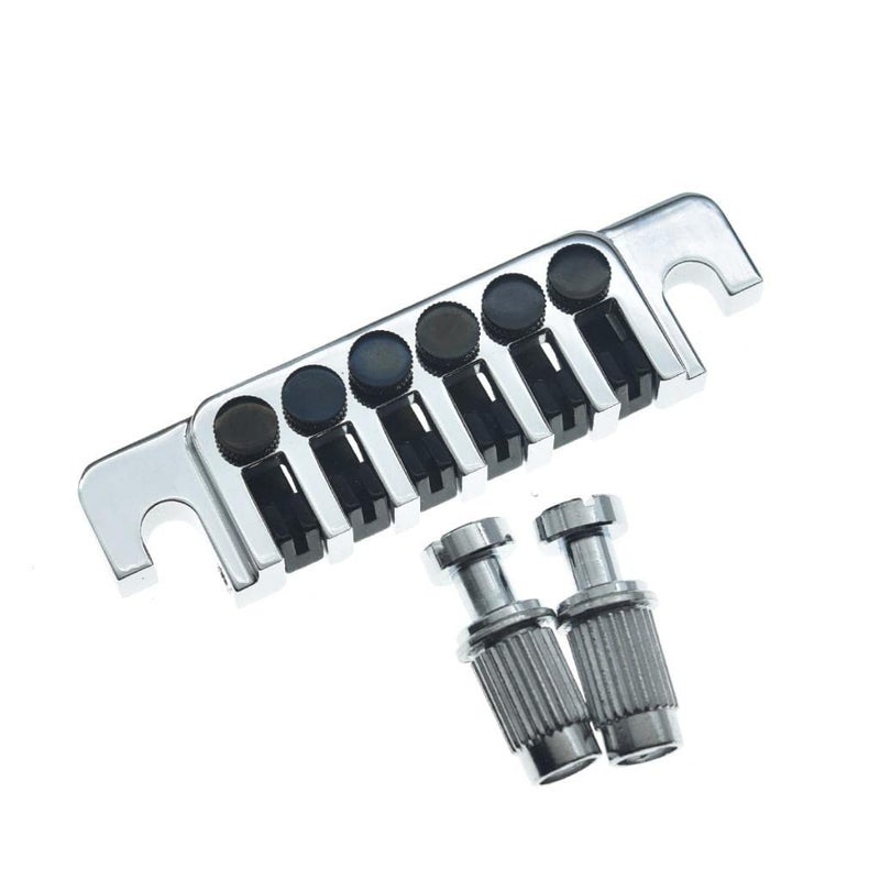 KAISH Electric Guitar TP-6 Style LP Bridge Stop Bar Vintage 70's Bridge Tailpiece with Fine Tuners/Studs for LP Les Paul/SG/ES Electric Guitars Chrome - Image 1