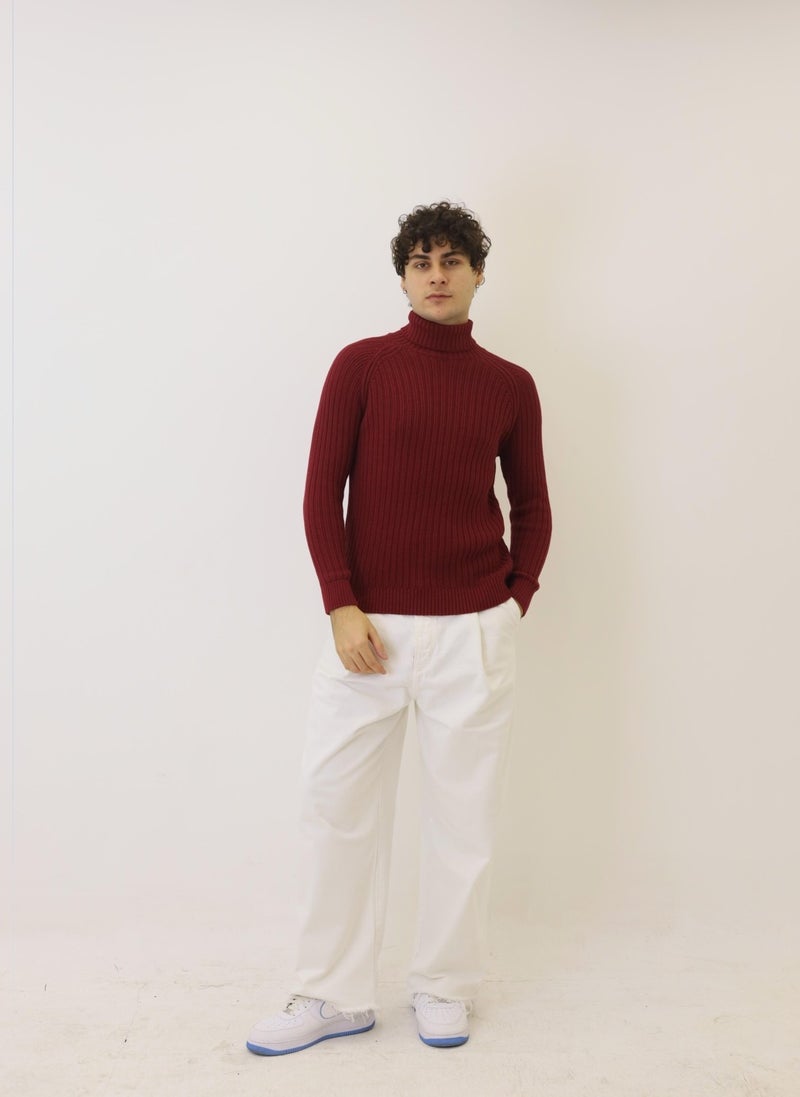 Rtd & Vld Rtd&vld Men's Turtleneck Sweater Claret Red  - Image 1