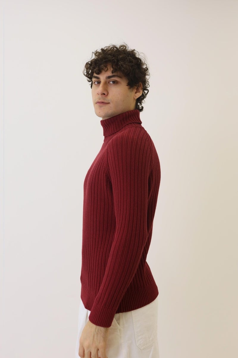 Rtd & Vld Rtd&vld Men's Turtleneck Sweater Claret Red  - Image 3