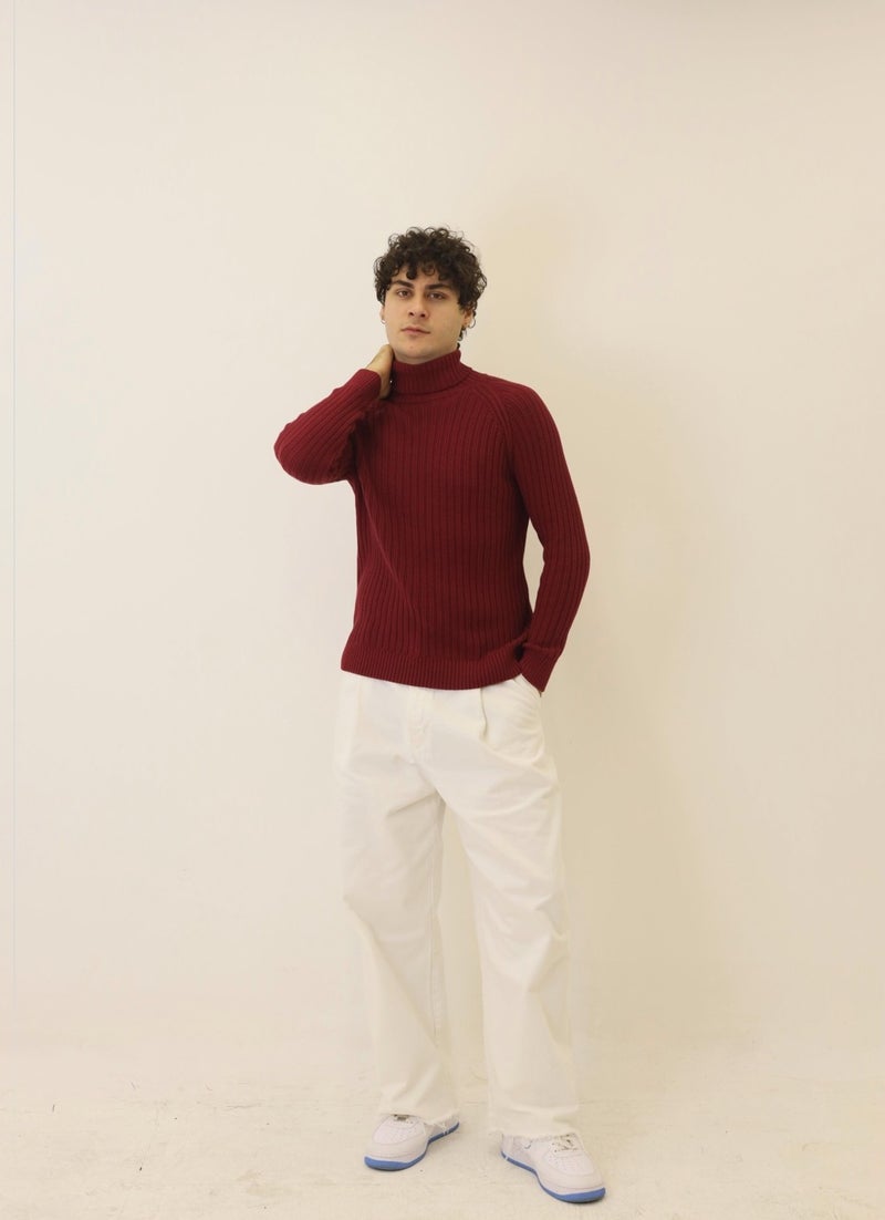 Rtd & Vld Rtd&vld Men's Turtleneck Sweater Claret Red  - Image 2