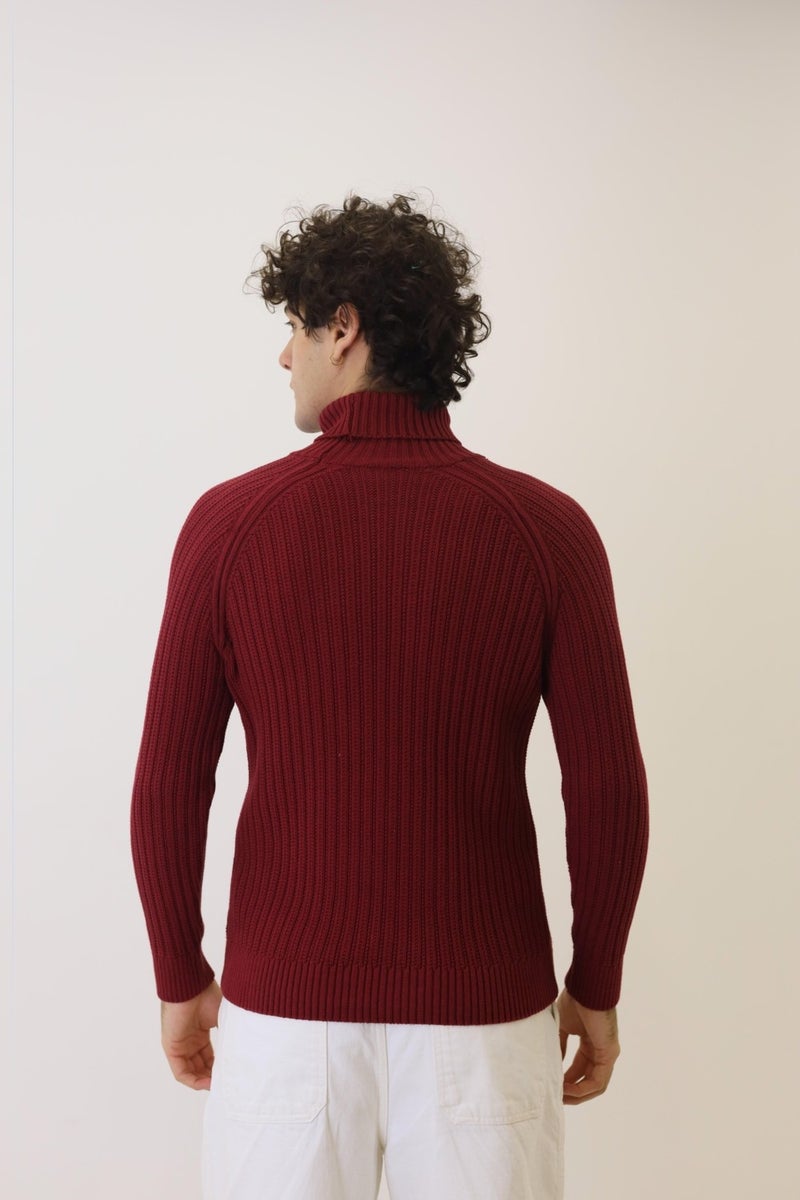 Rtd & Vld Rtd&vld Men's Turtleneck Sweater Claret Red  - Image 4