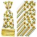 Tenare 100 Pieces Sunflower Cellophane Bags Sunflower Party Reception Bags Party Treat Candy Plastic Goodie Storage with 150 Pieces Gold Twist Ties for Party Favors - Image 1
