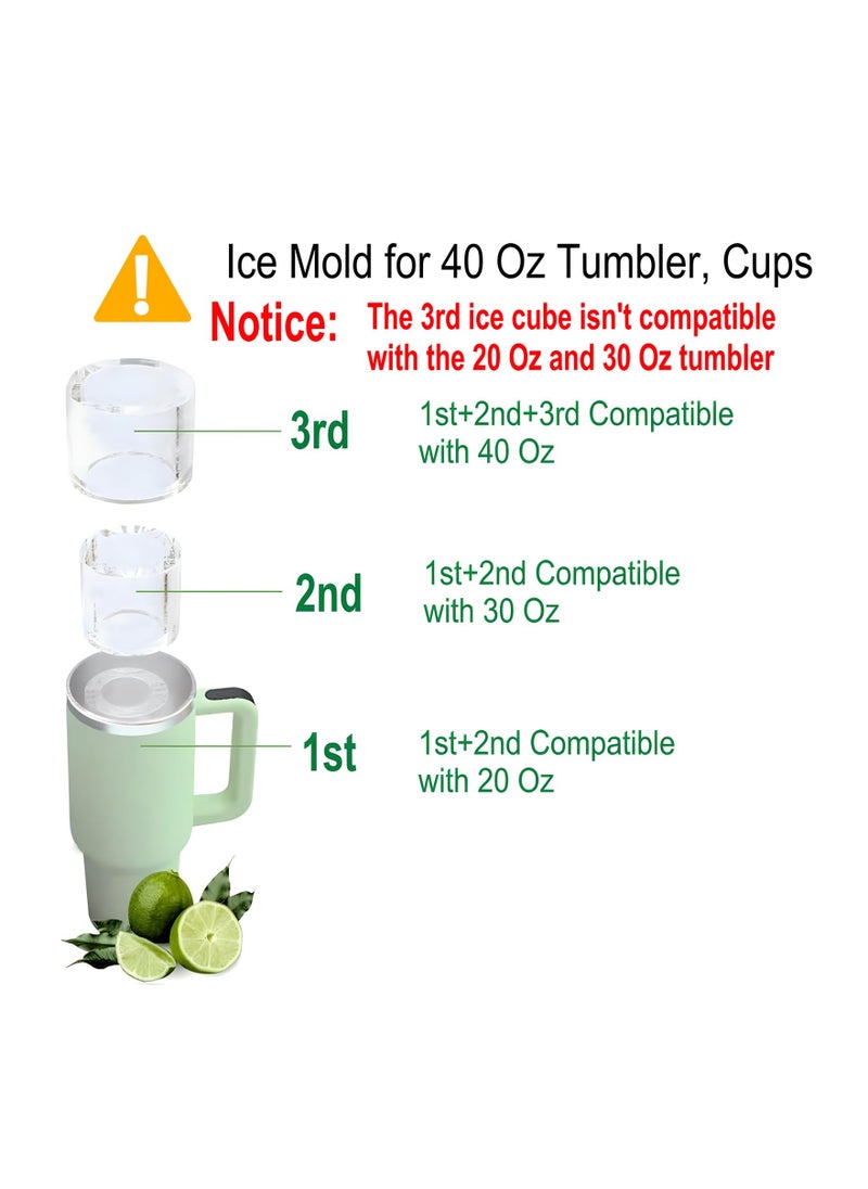 KASTWAVE - Ice Cube Tray for Stanley Cup, Silicone Ice Cube Mold with Spill-Resistant Lid, 3 Hollow Cylinder Ice Cube Molds, Ice Cube Trays for Freezer Drinks Whiskey, Compatible with 20oz-40oz Tumbler - Image 1