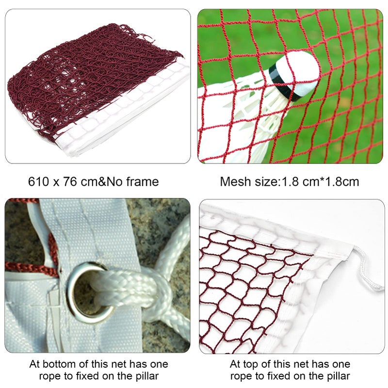 goldwheat Glodwheat Badminton Net Sports Outdoor Indoor Fitness Badminton Pickleball Replacement Net for Backyard Beach Garden (20 FT x 2.5 FT) - Image 2
