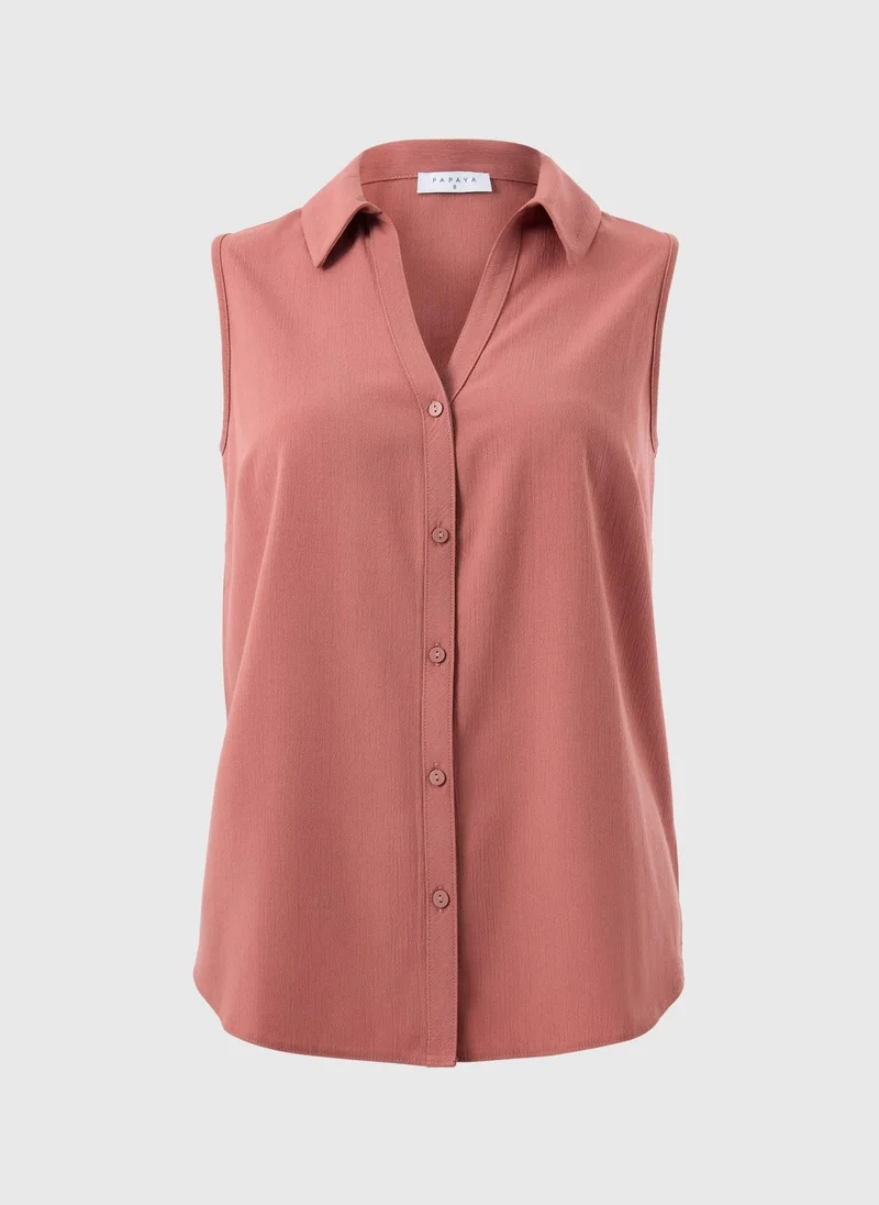 ماتلان Pink Sleeveless Clipper Shirt