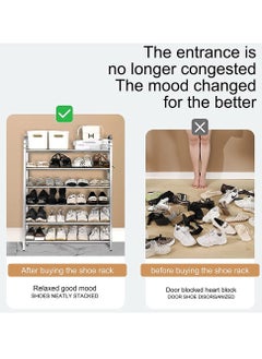 HomarKet 6-Layer Shoe Rack For Home,Stainless Steel Silver  - Image 3