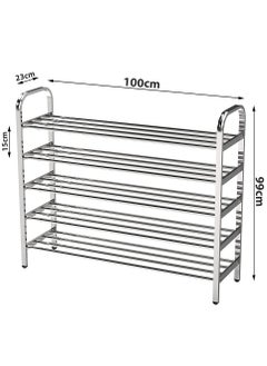 HomarKet 6-Layer Shoe Rack For Home,Stainless Steel Silver  - Image 2