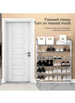 HomarKet 6-Layer Shoe Rack For Home,Stainless Steel Silver  - Image 5