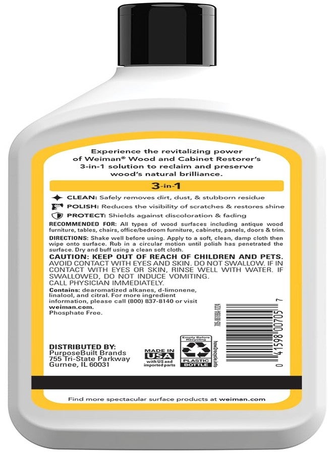 Weiman Wood and Cabinet Restorer 3-In-1 Bundle - Removes Dirt, Residue, Dust, Reduces Scratches, Restore Shine, Prevent Fading, UV Shield Technology, Safe for Antique Wood, Tables, Chairs, Cabinets - Image 2