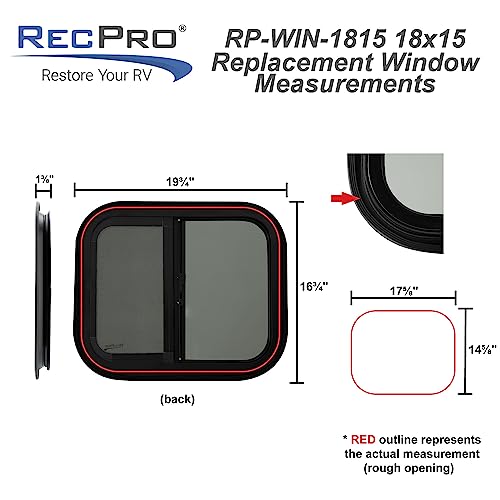 RecPro RV Window | 18"W x 15"H | Teardrop Style | Horizontal Sliding | RV Window Replacement | Made in USA - Image 3