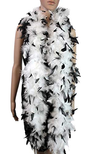 Flydreamfeathers 60 Gram, 2 yards Long Chandelle Feather Boa Great for Party, Wedding, Halloween Costume, Christmas Tree, Decoration(white w/black tips_ - Image 3