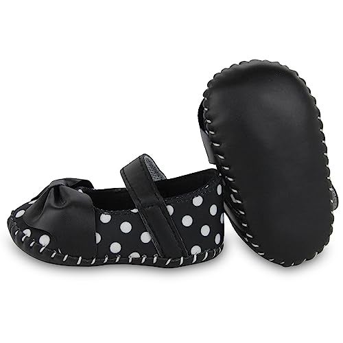 Neska Moda 6 To 12 Months Baby Girls Polka Dot Belly Sandal/Booties (Black)-BT1709 - Image 4