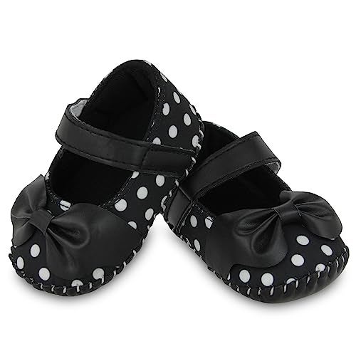 Neska Moda 6 To 12 Months Baby Girls Polka Dot Belly Sandal/Booties (Black)-BT1709 - Image 2