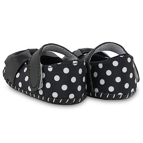 Neska Moda 6 To 12 Months Baby Girls Polka Dot Belly Sandal/Booties (Black)-BT1709 - Image 3