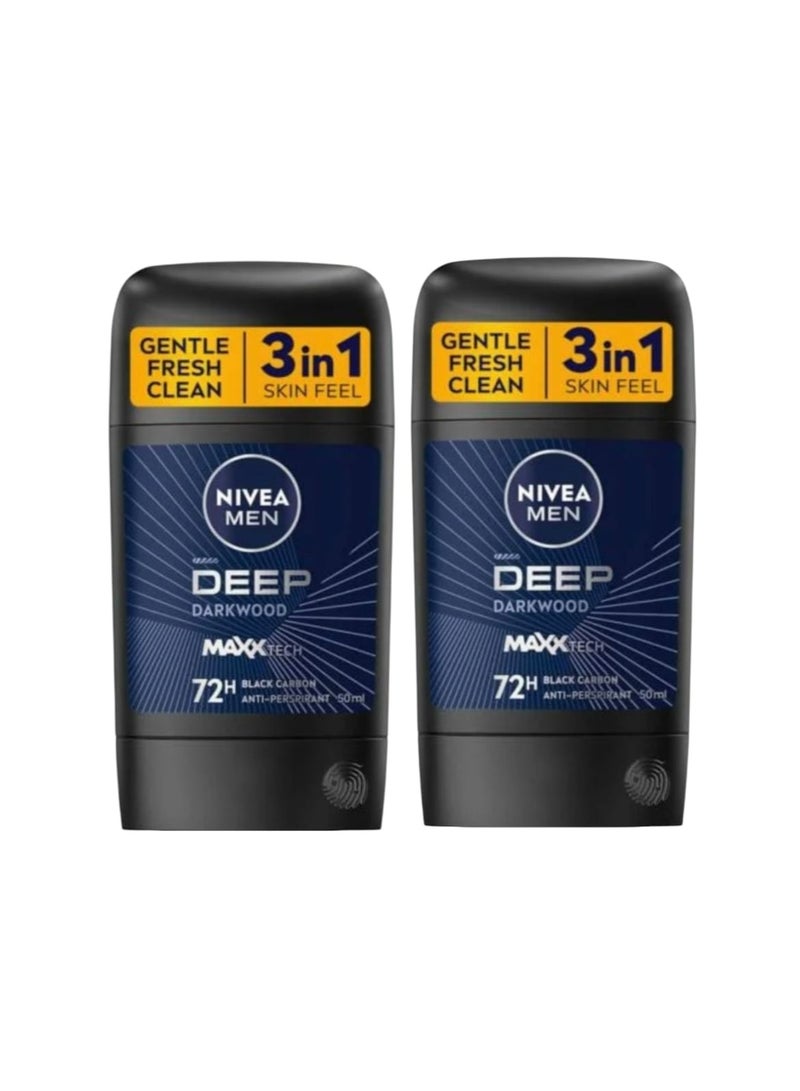 نيفيا ستيك ستيك ديب ديفيشن ستيك مزيل العرق 50 مل - مظهر رقيق - تصميم مريح - ستيك ستيك (عبوة من 2×50 مل) - Image 1