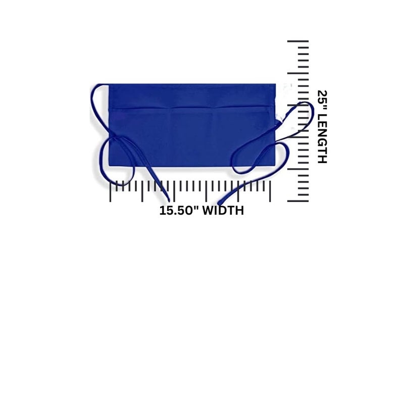 M I Fashions M I Fashions Waiter Aprons for Unisex Short Apron with 3 Pockets 100 Cotton Royal Blue Waist Apron for Serving Restaurants Bar Bistro Cafe Server Waitress Half Apron Pack of 2 25 inch x 155 inch  - Image 2