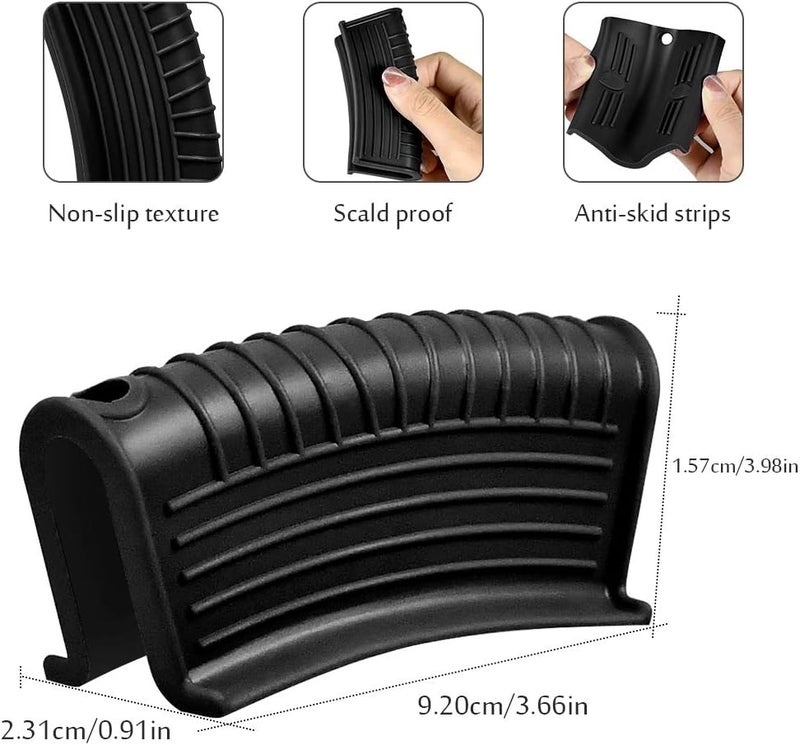EVAHOM Silicone Assist Handle Holder, Hot Skillet Handle Covers Pot Grip Handle Sleeve Cast Iron Skillets Non-Slip Heat Resistant Pan Grip Cover for Cast Iron Woks Frying Pans Griddles Skillets (Black) - Image 2