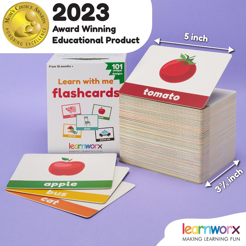 LearnWorx 101 Baby Flash Cards for Toddlers 1-3 | Award Winning First Words Toddler Flash Cards | Speech Toys Help Learn Objects, Numbers & Play Games - Big Toddler Learning Flashcards Preschool Kids - Image 3