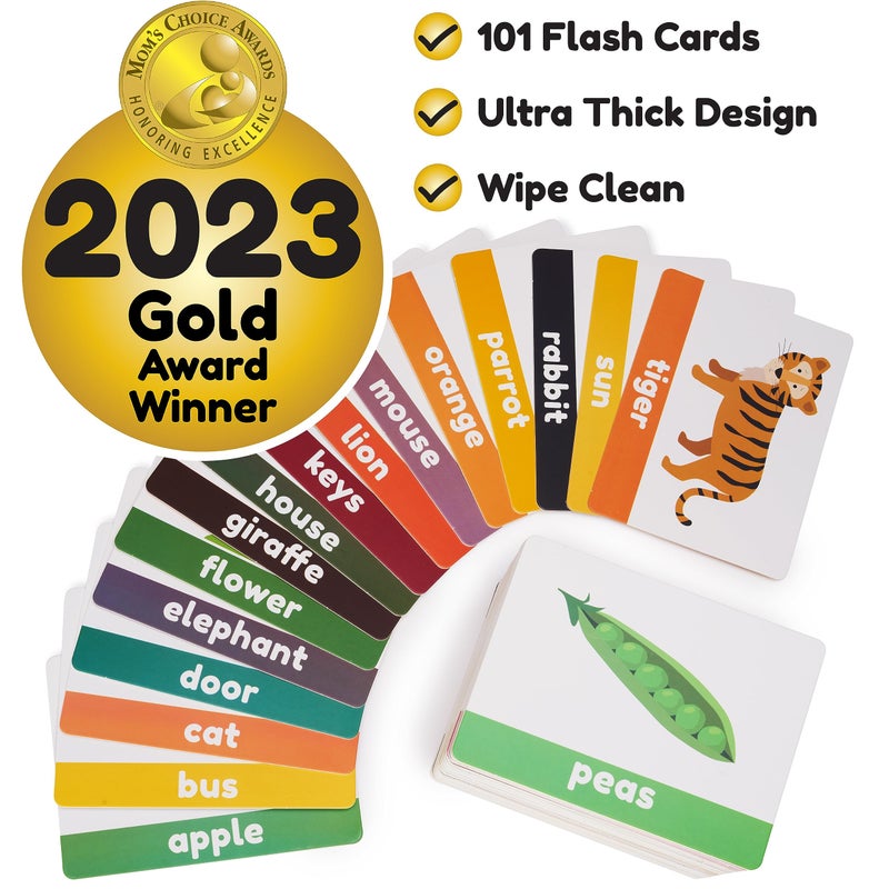 LearnWorx 101 Baby Flash Cards for Toddlers 1-3 | Award Winning First Words Toddler Flash Cards | Speech Toys Help Learn Objects, Numbers & Play Games - Big Toddler Learning Flashcards Preschool Kids - Image 2