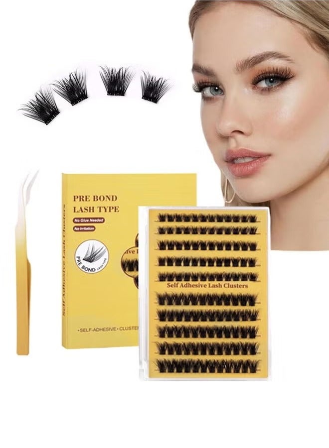 KIIUMI Self Adhesive Eyelashes Natural Look, No Glue Needed Lash Clusters with Eyelash Clusters Tweezer, 120 Pcs Reusable Lashes Self Adhesive for Beginners, DIY Lash Extensions for Home Use - Image 2