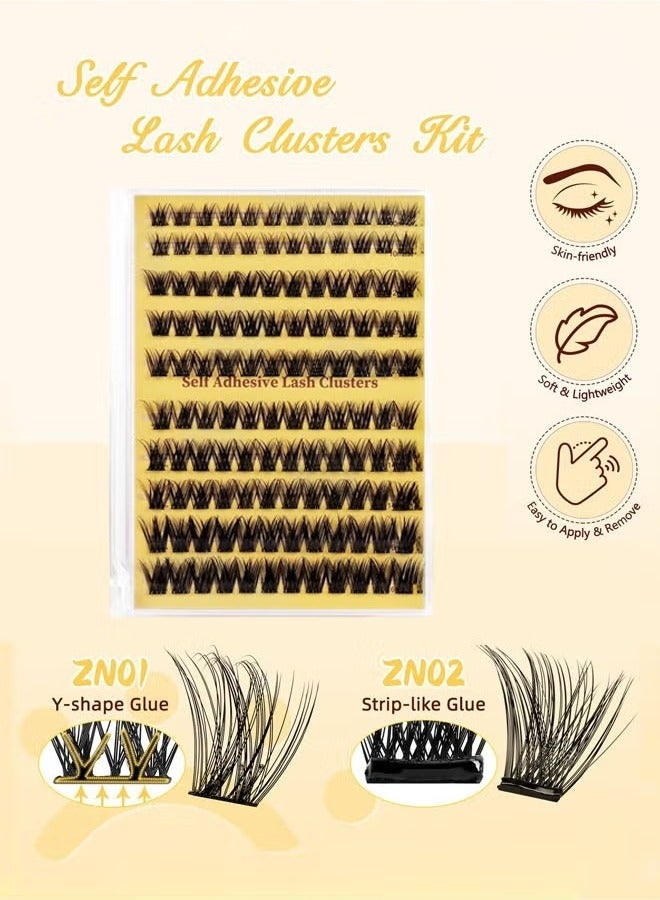 KIIUMI Self Adhesive Eyelashes Natural Look, No Glue Needed Lash Clusters with Eyelash Clusters Tweezer, 120 Pcs Reusable Lashes Self Adhesive for Beginners, DIY Lash Extensions for Home Use - Image 3