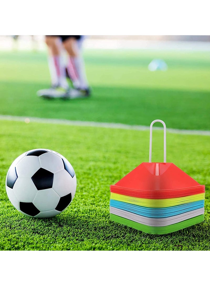 50 قطعة أقراص تدريب كرة القدم المثلثة، مخاريط تدريب خفة الحركة لكرة القدم، معدات محمولة لوضع العلامات الميدانية - Image 1