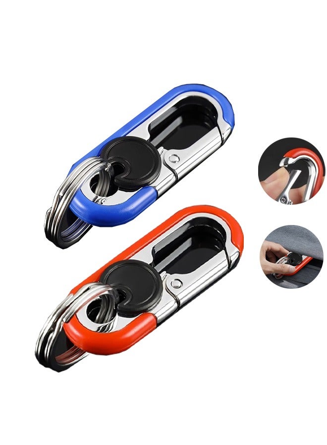 2 Pcs Car Key Chain, Double Layer Anti-Loss Chain Car Keychain Key, Metal Waistband Car Keychain Organizer - Image 1