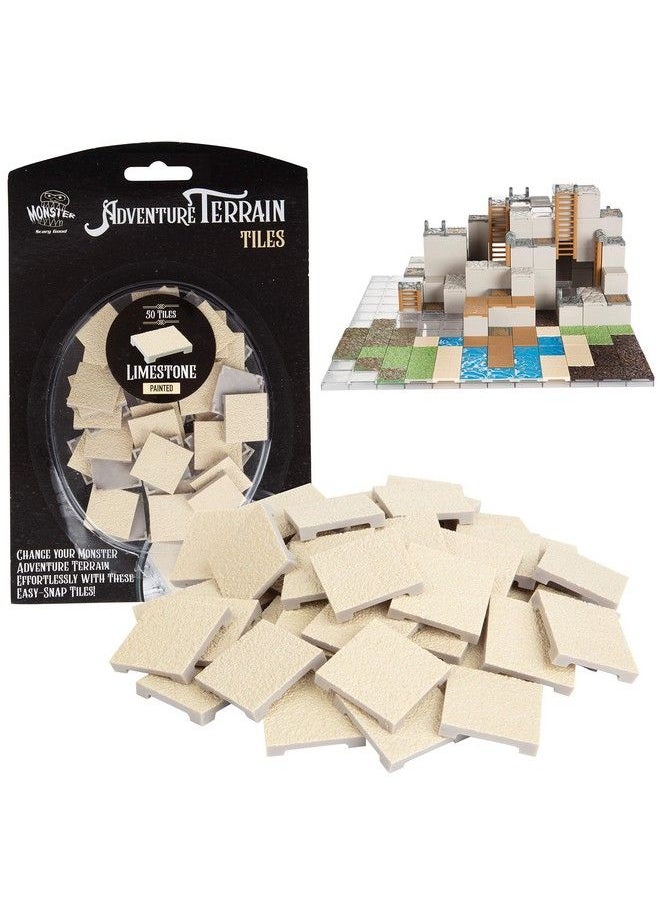 Monster Protectors Monster Adventure Terrain 50Pc Limestone Tile Expansion Pack Hand Painted 1X1” Tile Set Easy Snap Creates Amazing Tabletop Terrain In Minute Customize Your D&D And Pathfinder Dungeons Your Way  - Image 1
