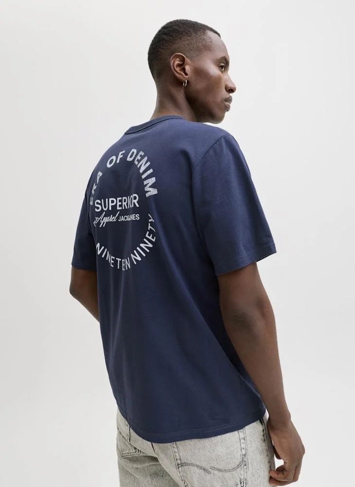 JACK & JONES Navy Blazer Graphic Crew Neck T-Shirt for Men | Best Price UAE