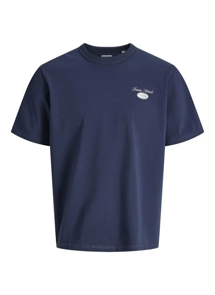 JACK & JONES Navy Blazer Graphic Crew Neck T-Shirt for Men | Best Price UAE