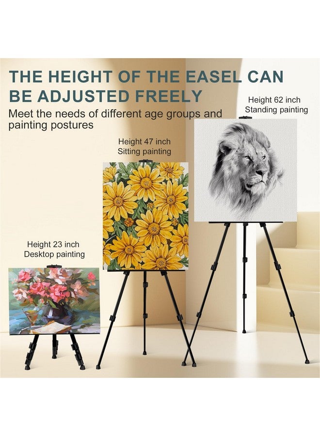 AROIC AROIC 1 Pack Art Painting Display Easel Stands,Portable Adjustable Aluminum Metal Tripod Artist Canvases Height from17 to 66 Inch Extra Sturdy forTable-Top/Floor Painting. Black with 1 Storage Bag - Image 5