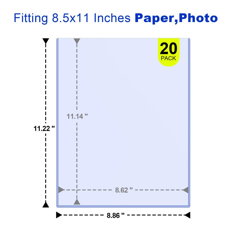 Comnge 8.5x11 Inch Heavy Duty Document Toploader - Anti-Yellowing 25Mil Page Sheet Protector Holder, Clear Plastic Sleeves for Birth Certificates, Photos, Prints, Menu Archival Storage Display(20 Pack) - Image 2