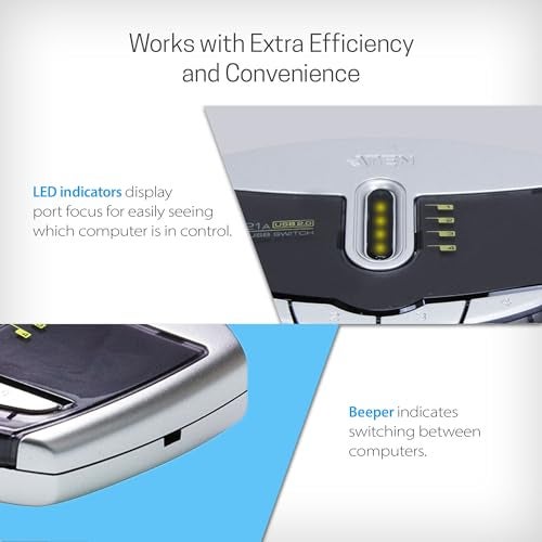 ATEN US221A 2-Port USB 2.0 Peripheral Switch, Includes 1x USB Type-A to USB Type-B Cable (1.8m) - Image 4