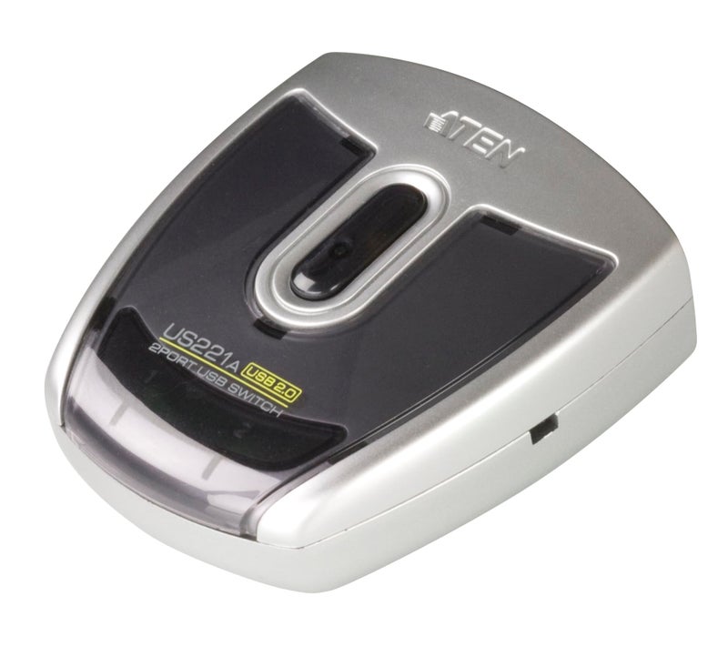 ATEN US221A 2-Port USB 2.0 Peripheral Switch, Includes 1x USB Type-A to USB Type-B Cable (1.8m) - Image 1