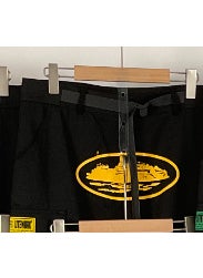 Generic Corteiz Devil Island Cargo Pants Unisex Loose Fit Black yellow seal 