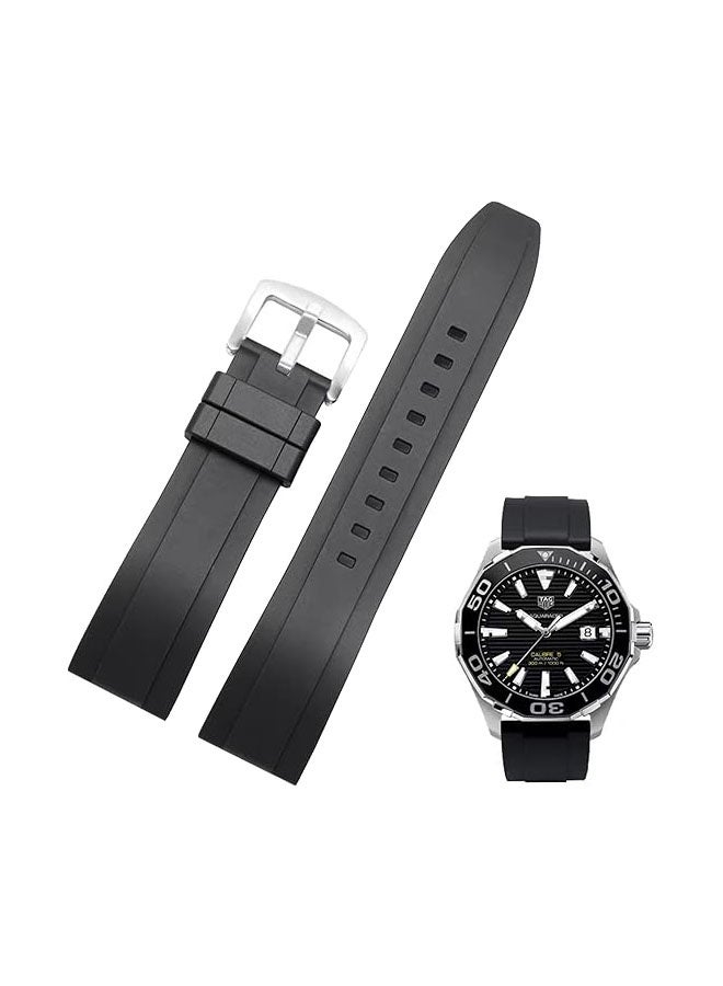 Quick Release Soft Silicone Watch Strap，Rubber Watch Bands Universal Replacement Band Strap for Men Women Black 22mm - Image 1