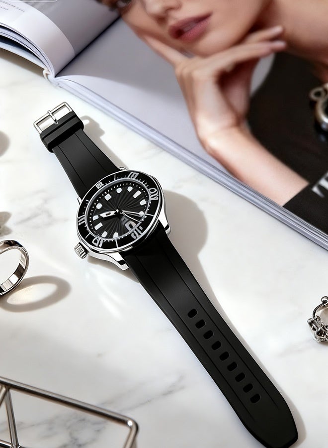 Quick Release Soft Silicone Watch Strap，Rubber Watch Bands Universal Replacement Band Strap for Men Women Black 22mm - Image 2