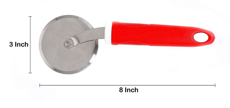 KIDINGTON Stainless Steel Pizza Cutter Sandwich Pastry Cake Cycle Cutter Sharp Wheel Type Cutter Pack of 1 Multi Colour - Image 3