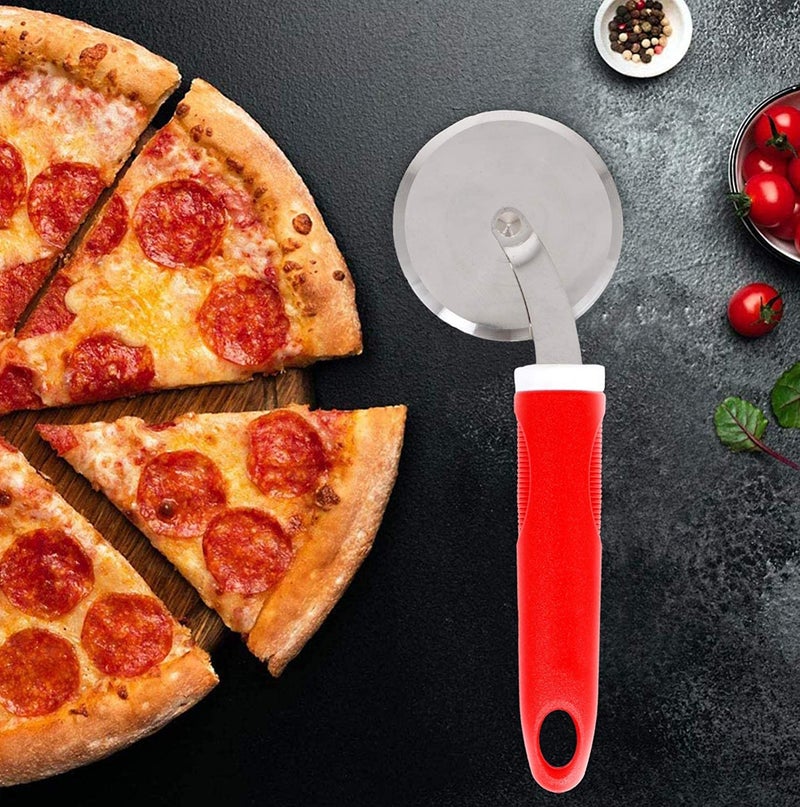 KIDINGTON Stainless Steel Pizza Cutter Sandwich Pastry Cake Cycle Cutter Sharp Wheel Type Cutter Pack of 1 Multi Colour - Image 4