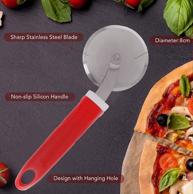 KIDINGTON Stainless Steel Pizza Cutter Sandwich Pastry Cake Cycle Cutter Sharp Wheel Type Cutter Pack of 1 Multi Colour - Image 5
