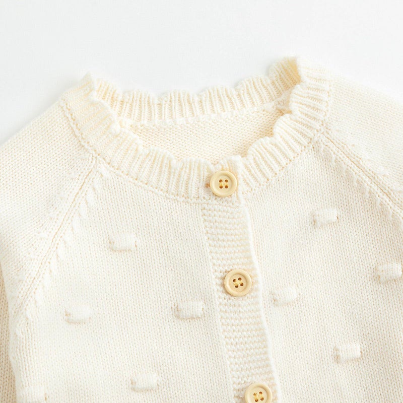 Simplee kids Baby Girls Cardigan Knit Sweater Cream Button Up Fall Outfits 12-18 Months - Image 5