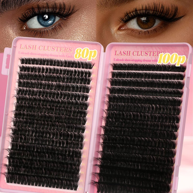 Gmagictobo Lash Clusters 80D 100D C Curl Lash Clusters Kit DIY Lash Extension Kit 640Pcs 10-18MM Individual Lashes Clusters Eyelash Extensions with Lash Bond and Seal Lash Tweezers - Image 3