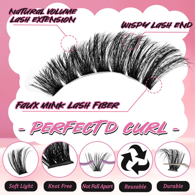 Gmagictobo Lash Clusters 80D 100D C Curl Lash Clusters Kit DIY Lash Extension Kit 640Pcs 10-18MM Individual Lashes Clusters Eyelash Extensions with Lash Bond and Seal Lash Tweezers - Image 4