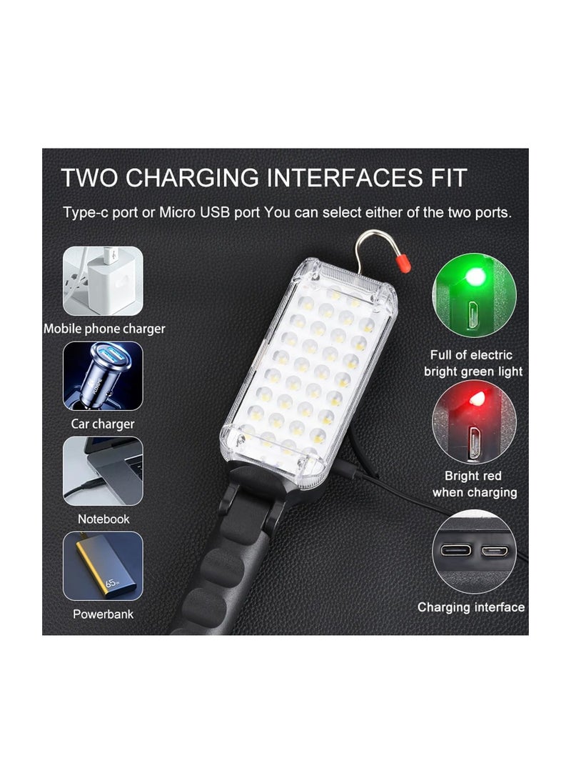 SYOSI Led Work Light, 1 Pack Portable Flashlight, Magnetic 700 Lumens Handheld Worklight, Rechargeable Light, Outdoors Car Inspection Light With Hook, 180 ° Angle To Adjust, For Car Repair Machine Emergency  - Image 5