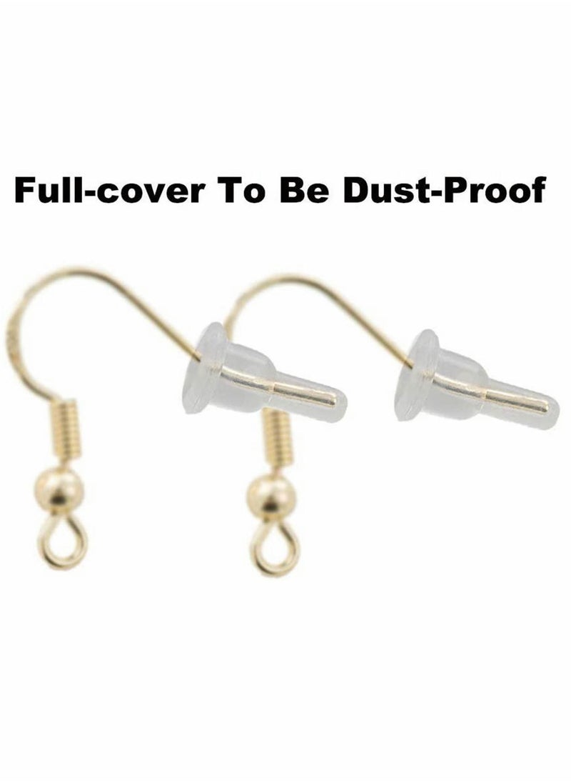 Silicone Earring Backs of Clear - 50 Pcs/25 Pairs Hypoallergenic Secure Push-Back Earring Stoppers for Stud Earrings, Soft Clear Ear Back Pads, 10x6mm Full-Cover Studs Dust-Proof