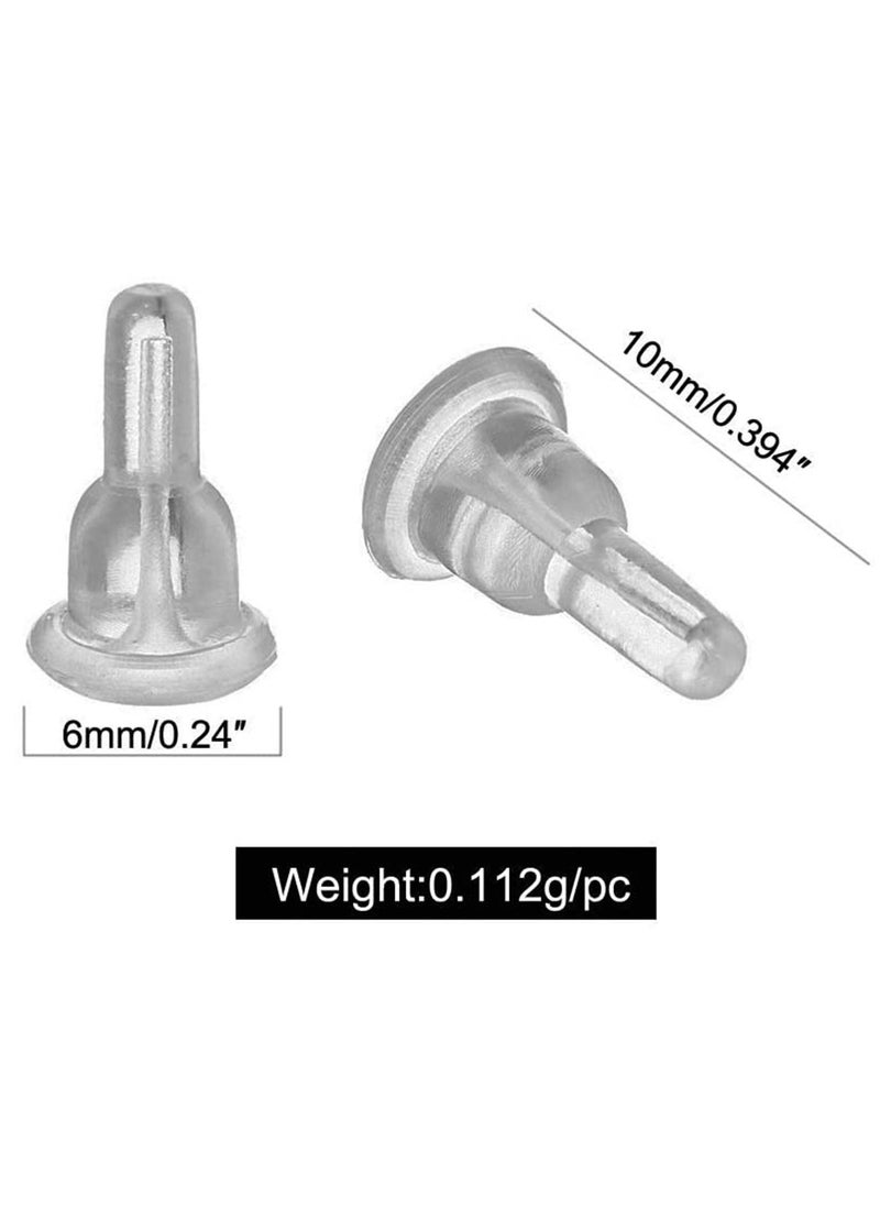 Silicone Earring Backs of Clear - 50 Pcs/25 Pairs Hypoallergenic Secure Push-Back Earring Stoppers for Stud Earrings, Soft Clear Ear Back Pads, 10x6mm Full-Cover Studs Dust-Proof