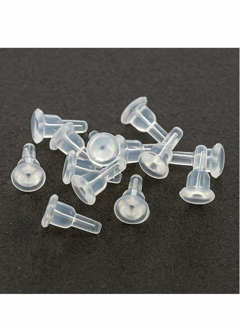 Silicone Earring Backs of Clear - 50 Pcs/25 Pairs Hypoallergenic Secure Push-Back Earring Stoppers for Stud Earrings, Soft Clear Ear Back Pads, 10x6mm Full-Cover Studs Dust-Proof